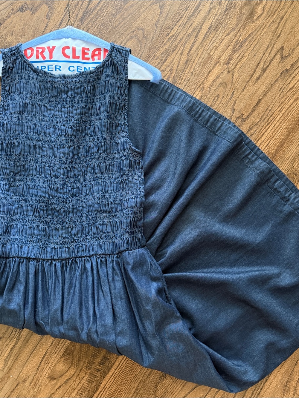 Madewell Denim Smocked Boat Neck Maxi Dress Medium - Picture 2 of 6